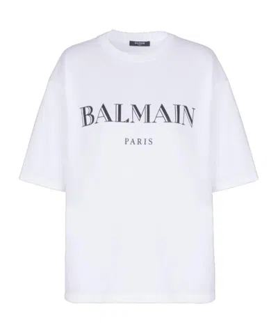 Balmain Crew Neck Printed T-shirt In White
