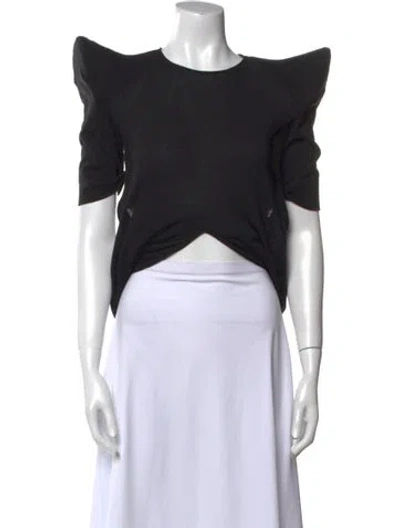 Pre-owned Balmain Crew Neck Short Sleeve Crop Top In Black