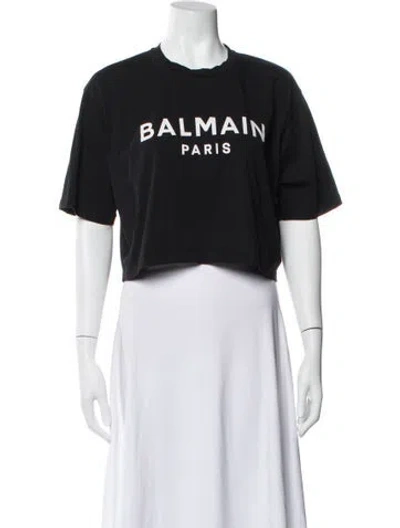 Pre-owned Balmain Crew Neck Short Sleeve Crop Top In Multi