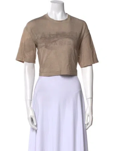 Pre-owned Balmain Crew Neck Short Sleeve Crop Top In Neutral