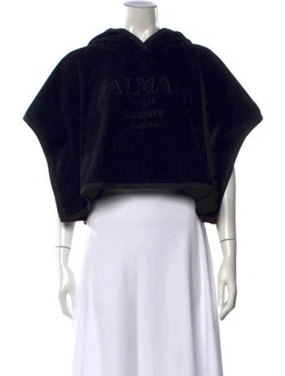 Pre-owned Balmain Crew Neck Short Sleeve Hoodie In Black