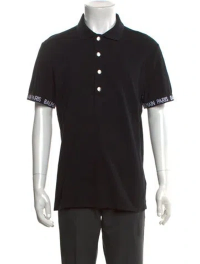 Pre-owned Balmain Crew Neck Short Sleeve Polo Shirt In Black