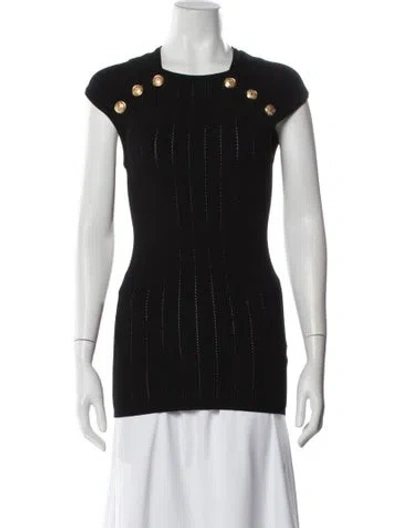 Pre-owned Balmain Crew Neck Short Sleeve Top In Black