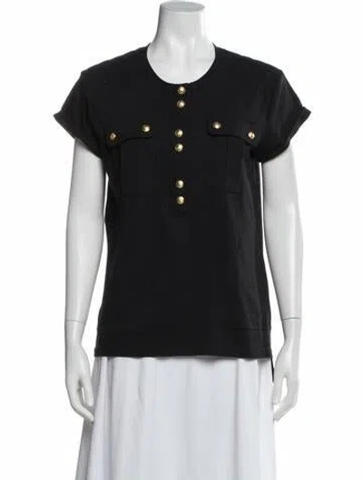 Pre-owned Balmain Crew Neck Short Sleeve Top In Black