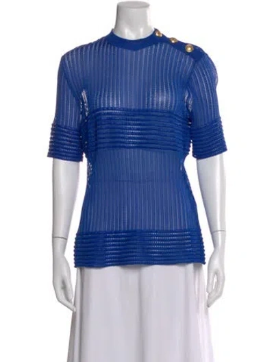 Pre-owned Balmain Crew Neck Short Sleeve Top W/ Tags In Blue