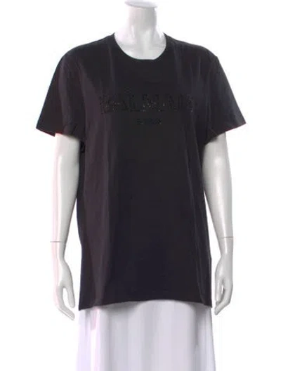 Pre-owned Balmain Crew Neck Short Sleeve T-shirt In Black