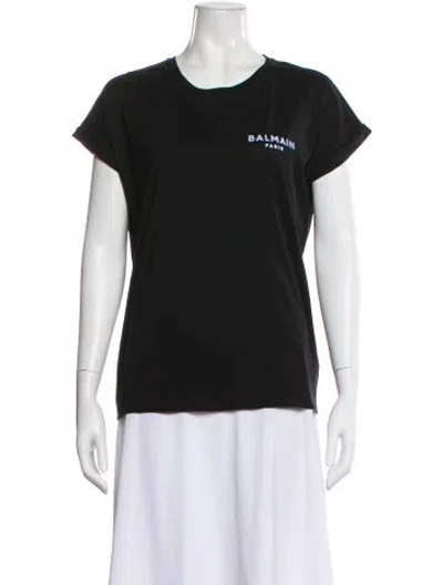 Pre-owned Balmain Crew Neck Short Sleeve T-shirt In Black