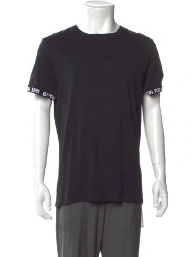 Pre-owned Balmain Crew Neck Short Sleeve T-shirt In Black