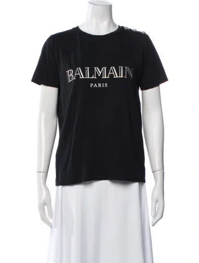 Pre-owned Balmain Crew Neck Short Sleeve T-shirt In Black