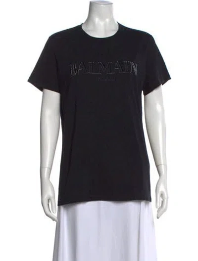 Pre-owned Balmain Crew Neck Short Sleeve T-shirt In Black