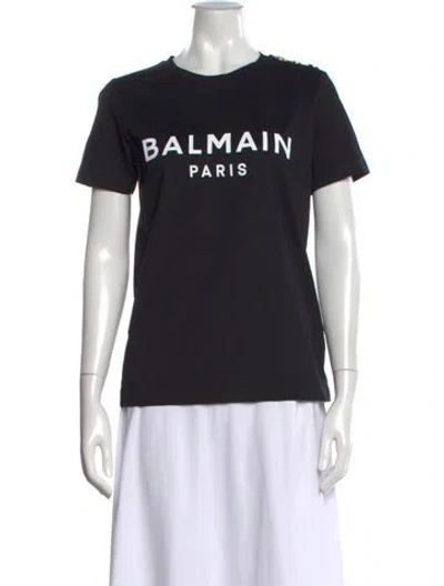 Pre-owned Balmain Crew Neck Short Sleeve T-shirt In Black