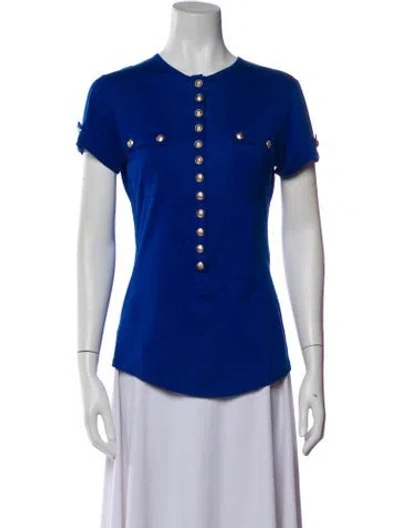 Pre-owned Balmain Crew Neck Short Sleeve T-shirt In Blue
