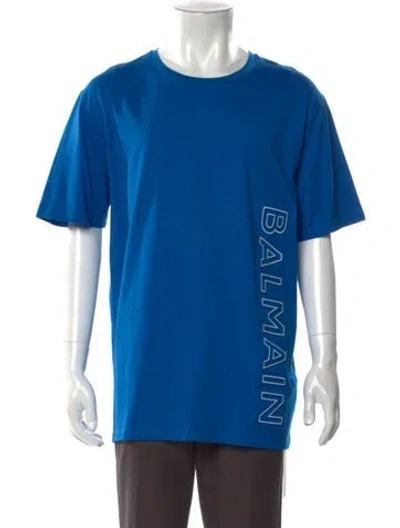 Pre-owned Balmain Crew Neck Short Sleeve T-shirt In Blue