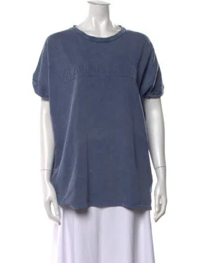 Pre-owned Balmain Crew Neck Short Sleeve T-shirt In Blue