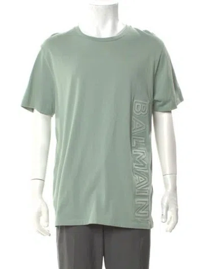 Pre-owned Balmain Crew Neck Short Sleeve T-shirt In Green