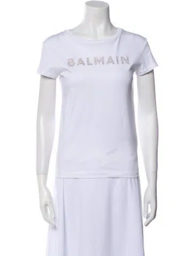 Pre-owned Balmain Crew Neck Short Sleeve T-shirt In White