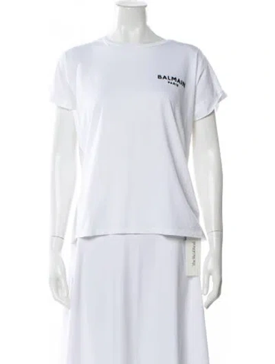 Pre-owned Balmain Crew Neck Short Sleeve T-shirt In White