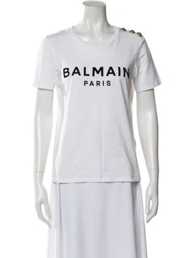 Pre-owned Balmain Crew Neck Short Sleeve T-shirt In White