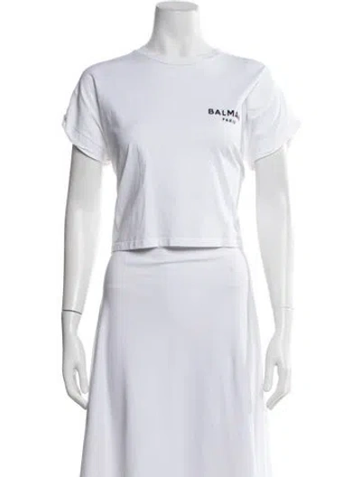 Pre-owned Balmain Crew Neck Short Sleeve T-shirt In White