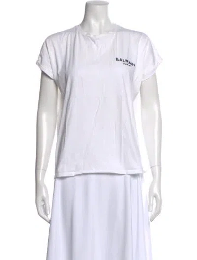 Pre-owned Balmain Crew Neck Short Sleeve T-shirt In White