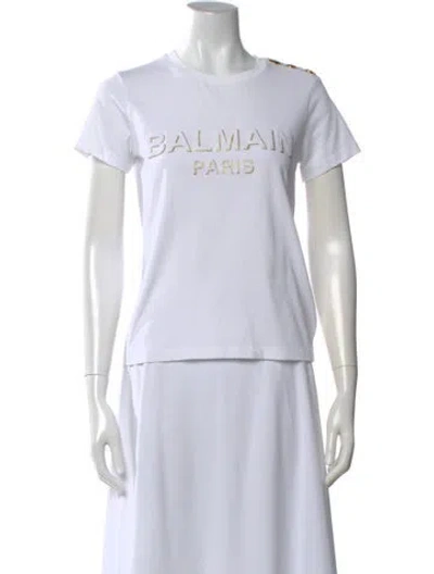 Pre-owned Balmain Crew Neck Short Sleeve T-shirt In White