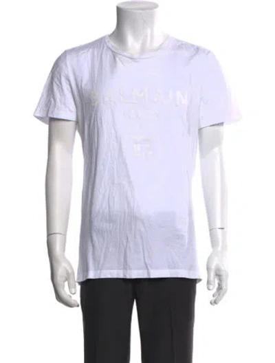 Pre-owned Balmain Crew Neck Short Sleeve T-shirt In White