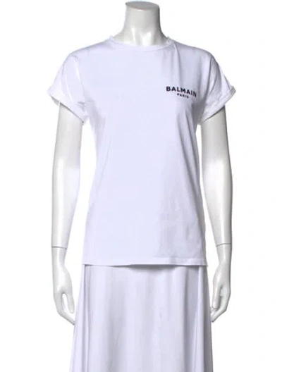 Pre-owned Balmain Crew Neck Short Sleeve T-shirt In White