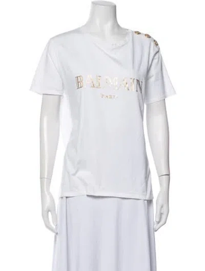 Pre-owned Balmain Crew Neck Short Sleeve T-shirt In White