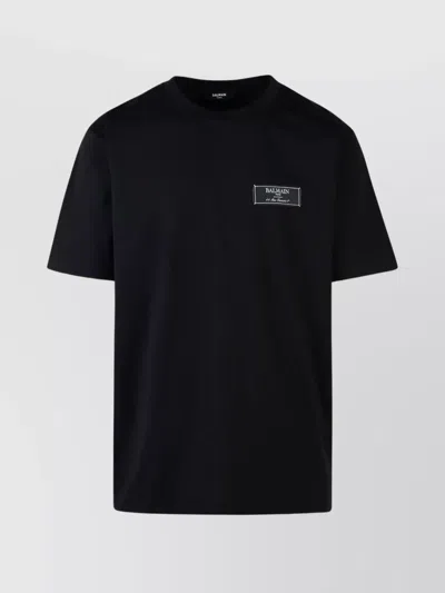 BALMAIN CREW NECK SHORT SLEEVES COTTON T-SHIRT