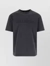 Balmain Round Neck Vintage Embroidered T-shirt With Unique Pigment-dyed Finish In Gray