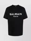 Balmain Black Crewneck T-shirt With Logo Lettering On The Front In Cotton Man