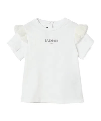 Balmain Babies' Crew Neck Short-sleeved T-shirt In White