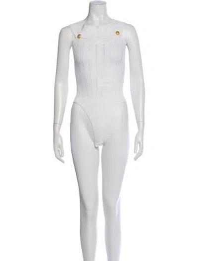 Pre-owned Balmain Crew Neck Sleeveless Bodysuit In White