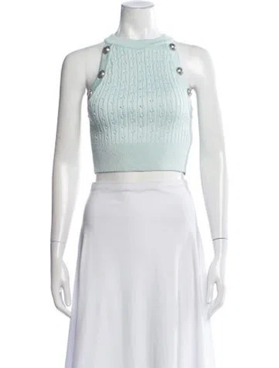 Pre-owned Balmain Crew Neck Sleeveless Crop Top In Multi