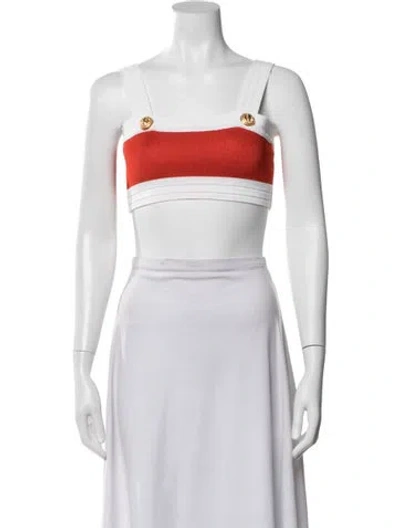 Pre-owned Balmain Crew Neck Sleeveless Crop Top In White
