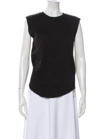 Pre-owned Balmain Crew Neck Sleeveless Top In Black