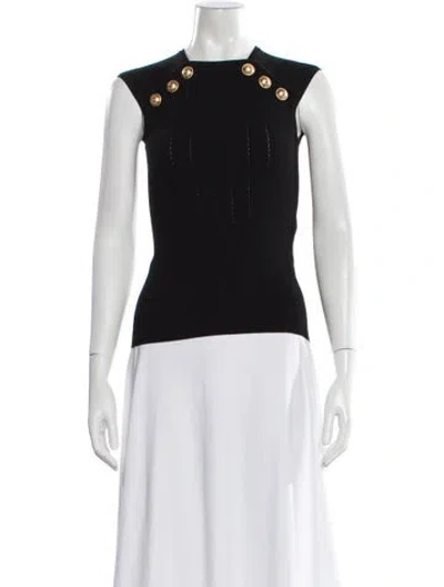 Pre-owned Balmain Crew Neck Sleeveless Top In Black