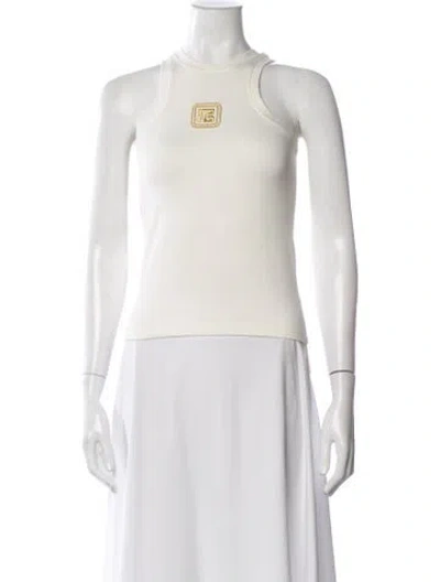 Pre-owned Balmain Crew Neck Sleeveless Top W/ Tags In White