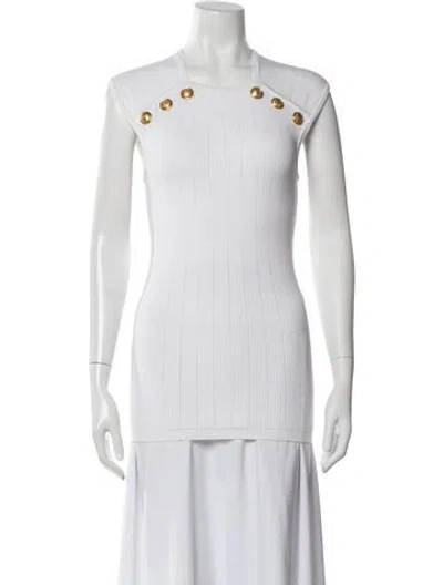 Pre-owned Balmain Crew Neck Sleeveless Top In White