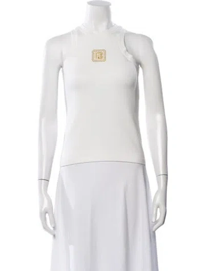 Pre-owned Balmain Crew Neck Sleeveless Top In White