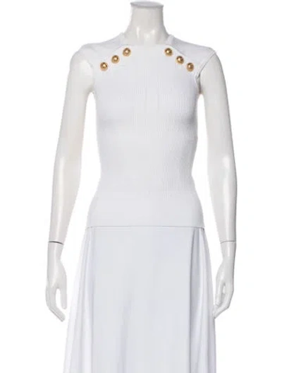 Pre-owned Balmain Crew Neck Sleeveless Top In White