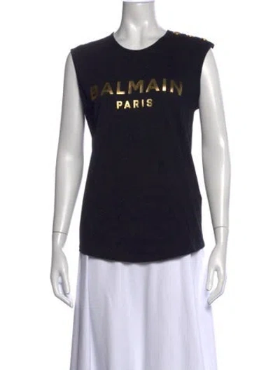 Pre-owned Balmain Crew Neck Sleeveless T-shirt In Black