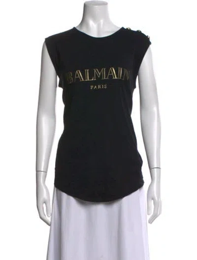 Pre-owned Balmain Crew Neck Sleeveless T-shirt In Black
