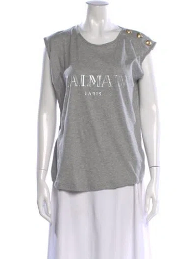 Pre-owned Balmain Crew Neck Sleeveless T-shirt In Gray