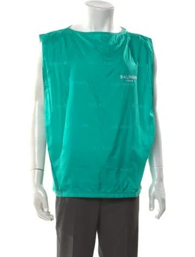 Pre-owned Balmain Crew Neck Sleeveless T-shirt In Green