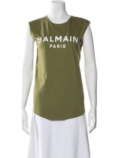 Pre-owned Balmain Crew Neck Sleeveless T-shirt W/ Tags In Green