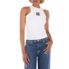 Balmain Crew Neck Straight Hem Tank Top In White