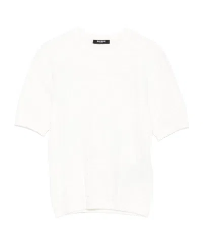 Balmain Crew Neck Sweater In White