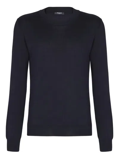 Balmain Crew-neck Sweater In Blue