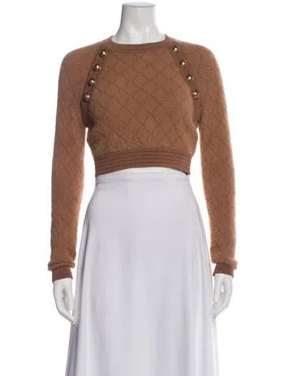 Pre-owned Balmain Crew Neck Sweater In Brown